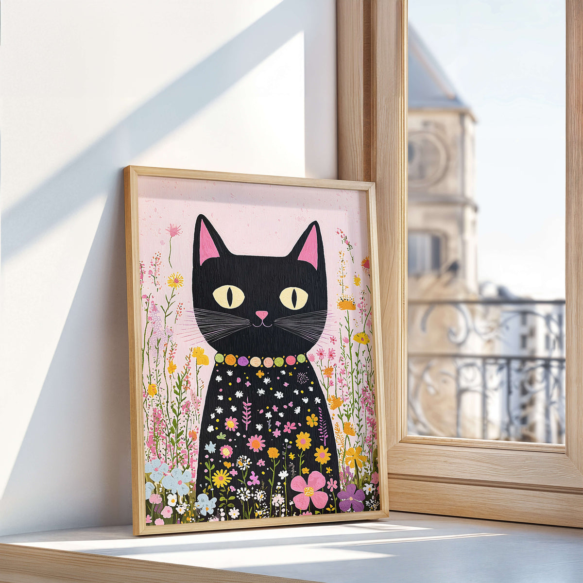 Black Cat Print - Girls Wall Art