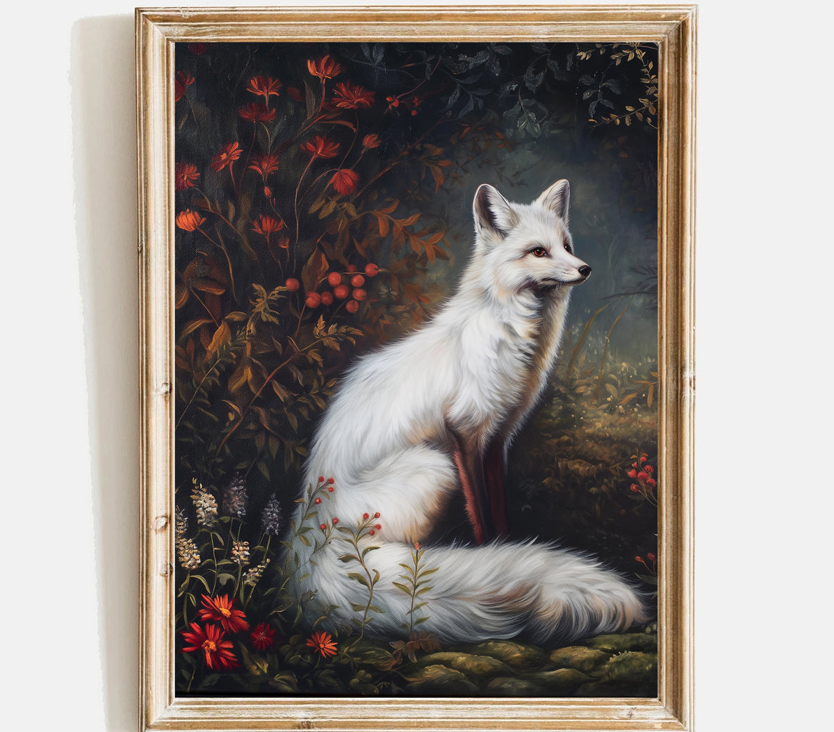 White Fox Print, Woodland Wall Art