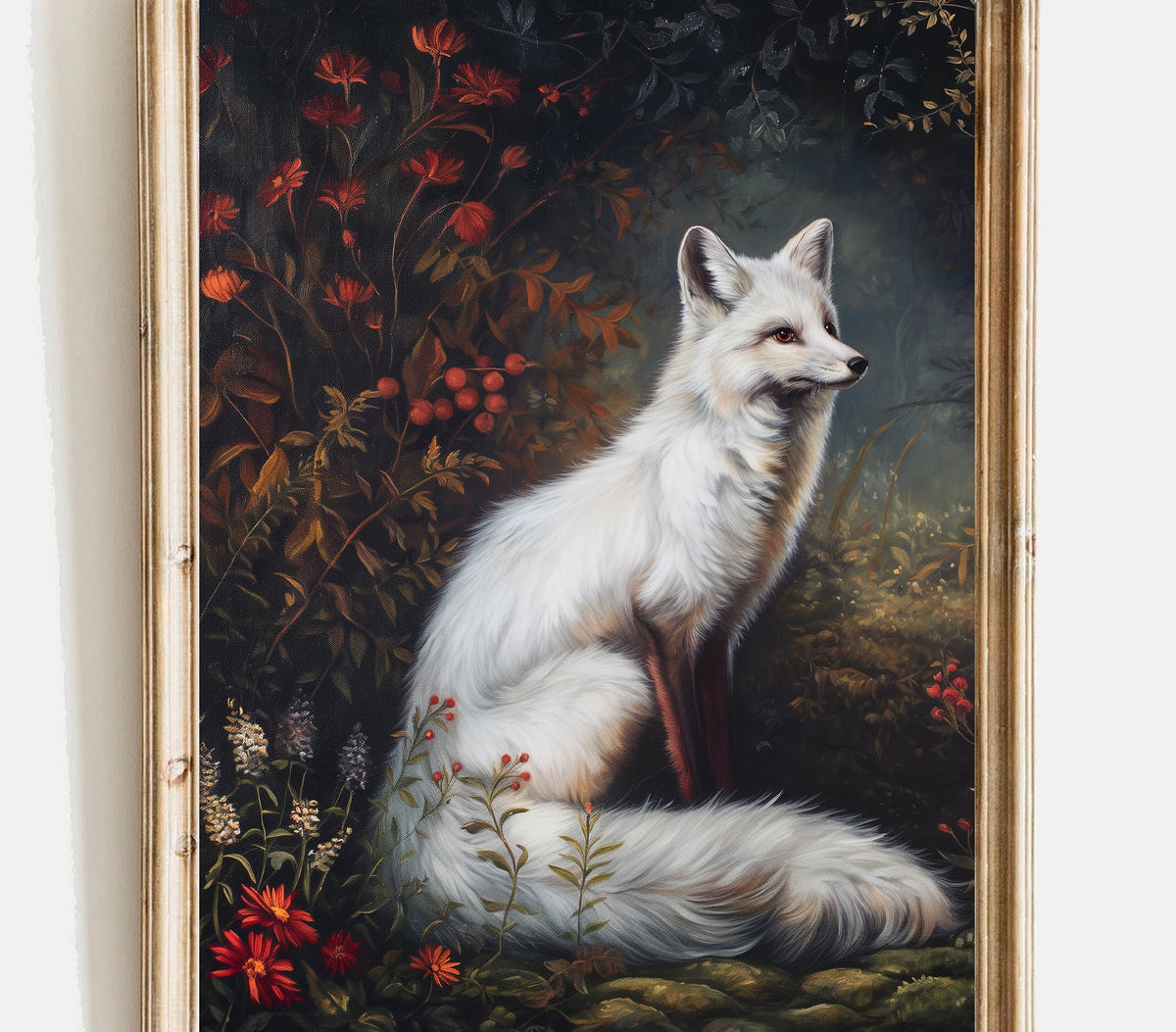 White Fox Print, Woodland Wall Art