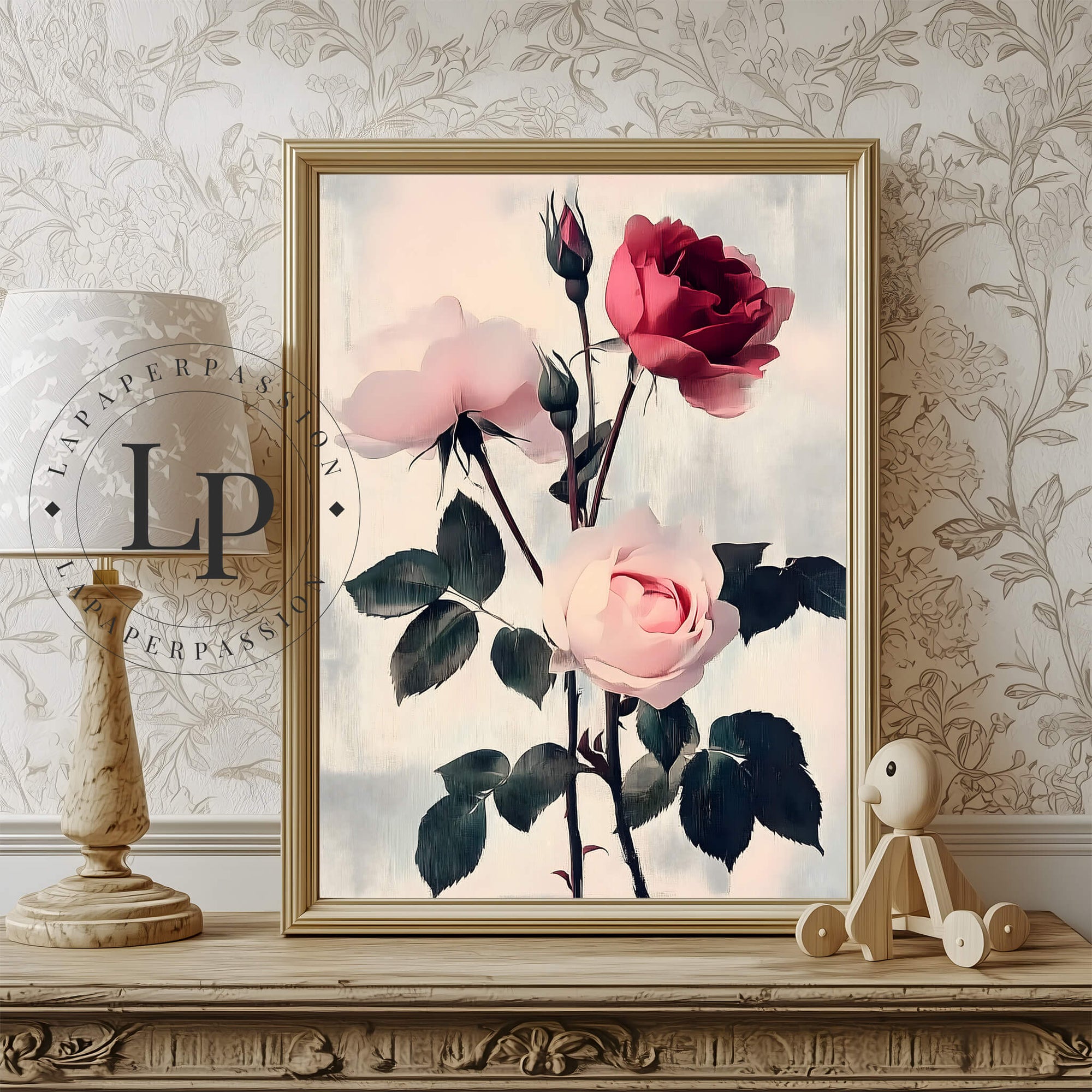 Cottage Core Rose Nursery Art