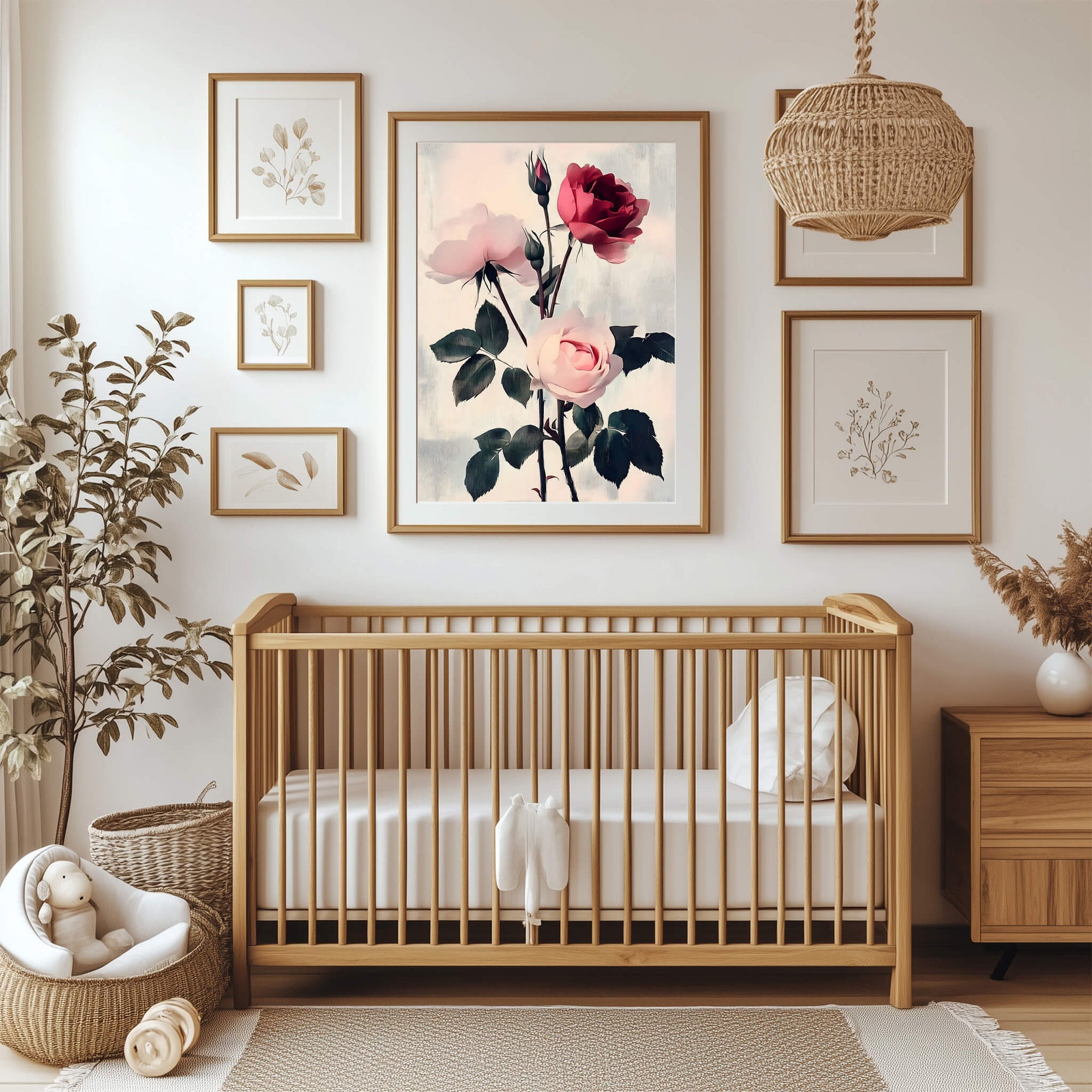 Cottage Core Rose Nursery Art