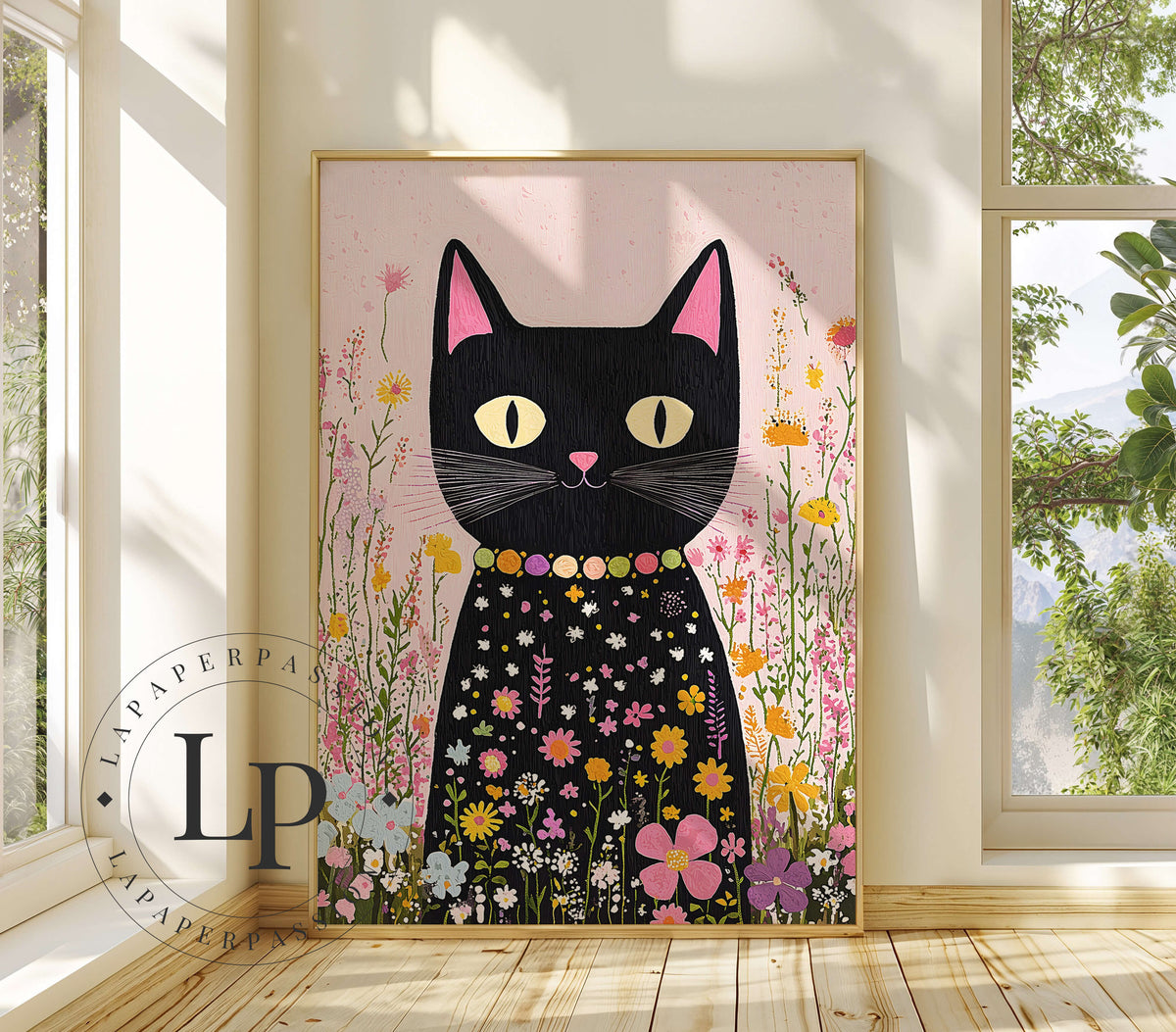 Black Cat Print - Girls Wall Art