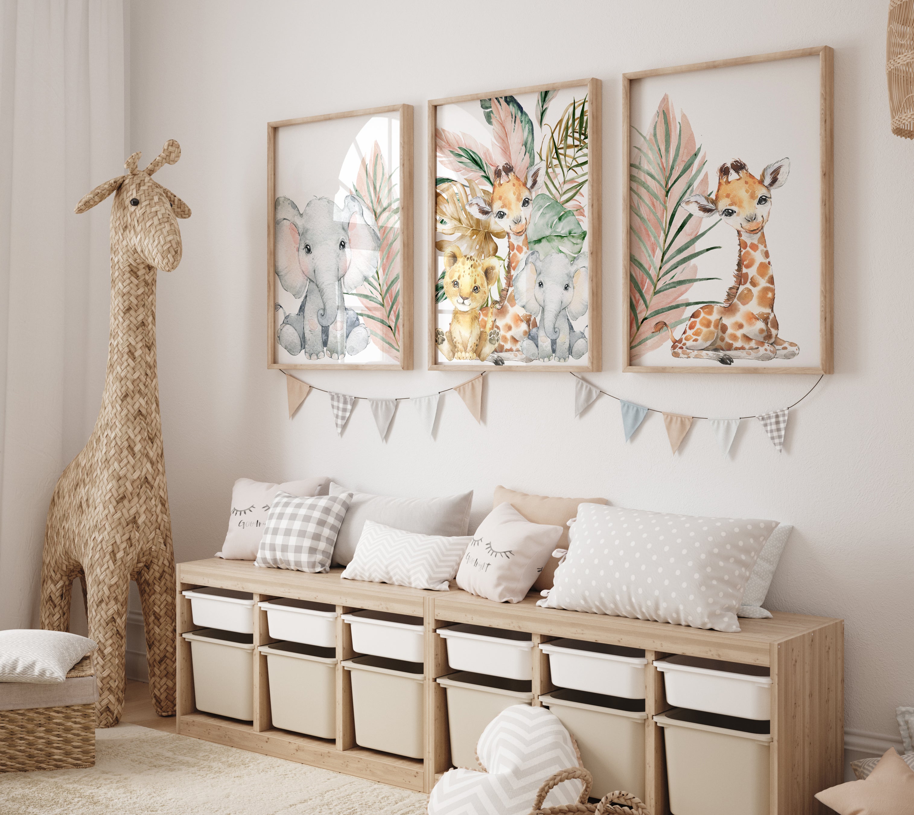 Blush safari animal store nursery